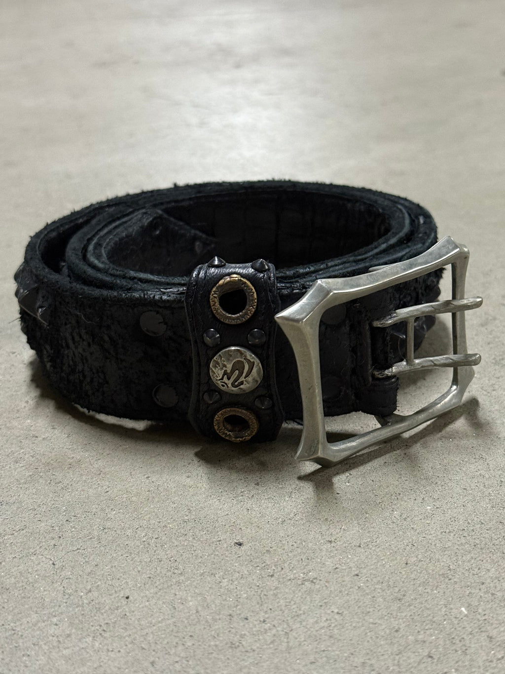 Kmrii Rhino Leather Studded Belt