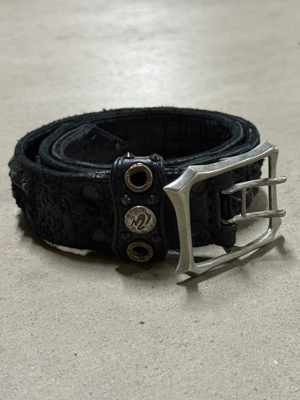 Kmrii Rhino Leather Studded Belt
