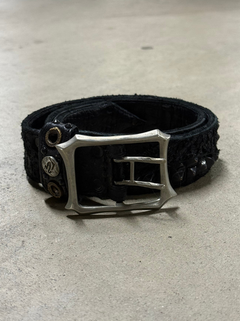 Kmrii Rhino Leather Studded Belt