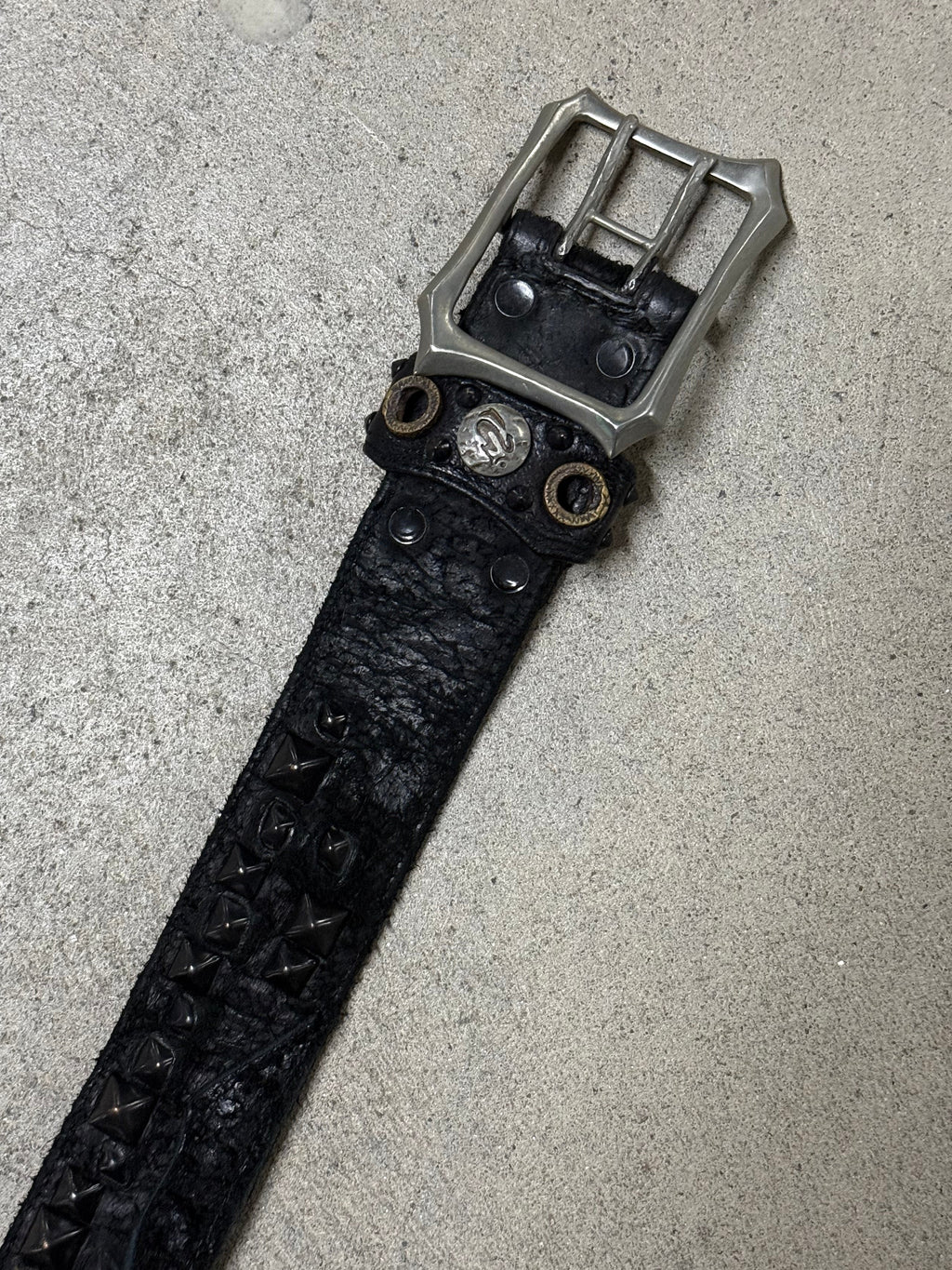 Kmrii Rhino Leather Studded Belt