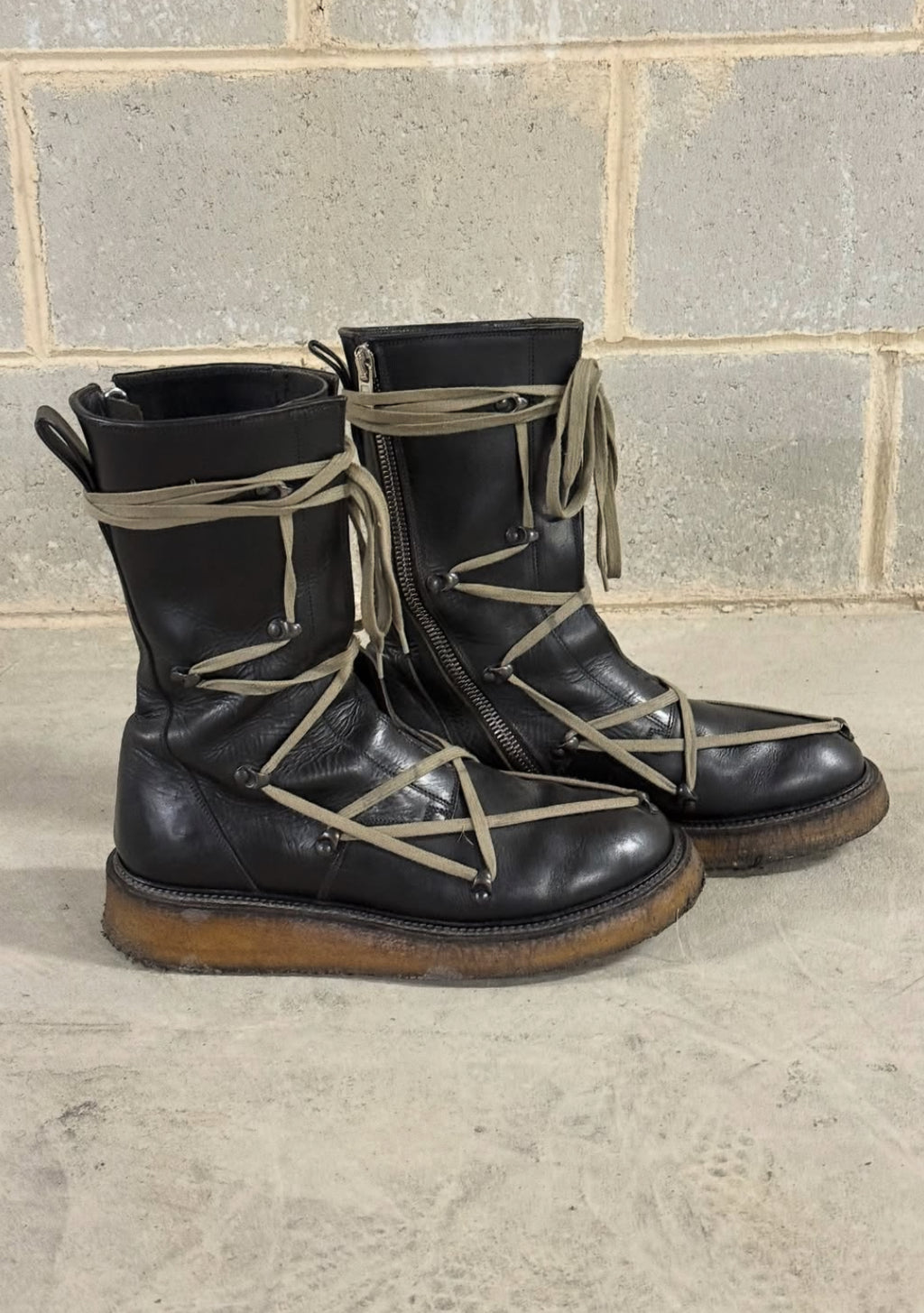 Rick Owens Glitter Pentagram Lace Boots