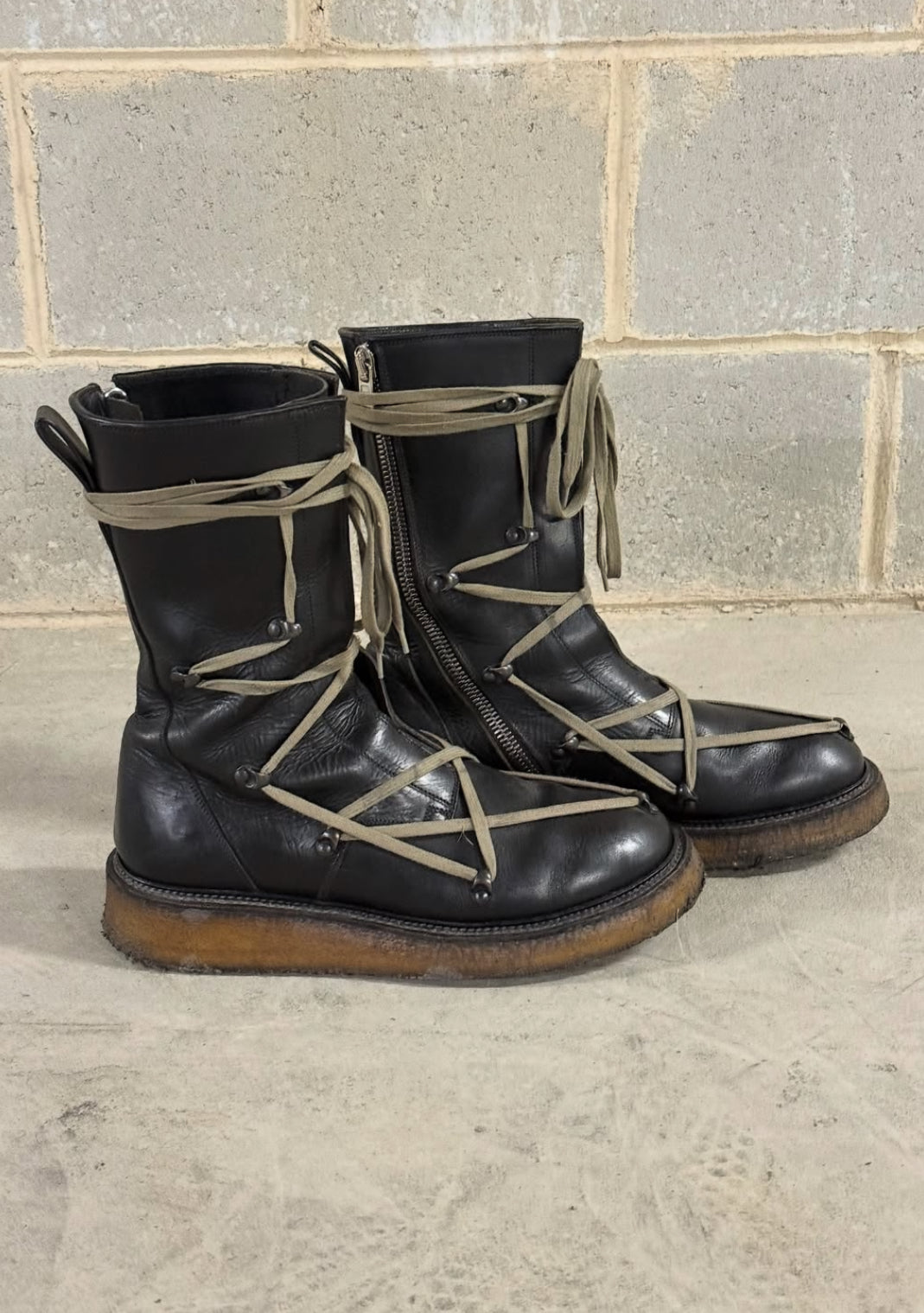 Rick Owens Glitter Pentagram Lace Boots