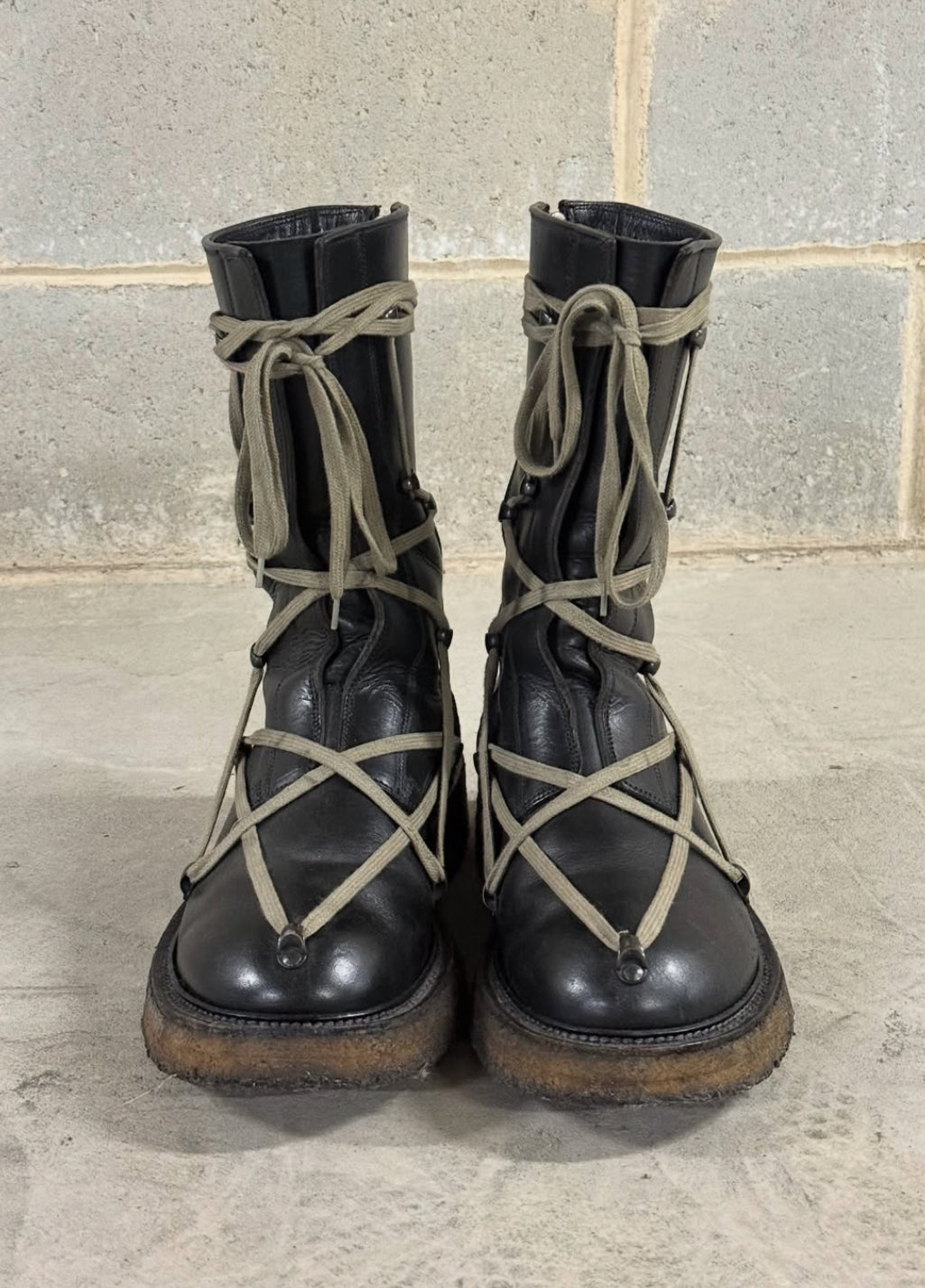Rick Owens Glitter Pentagram Lace Boots