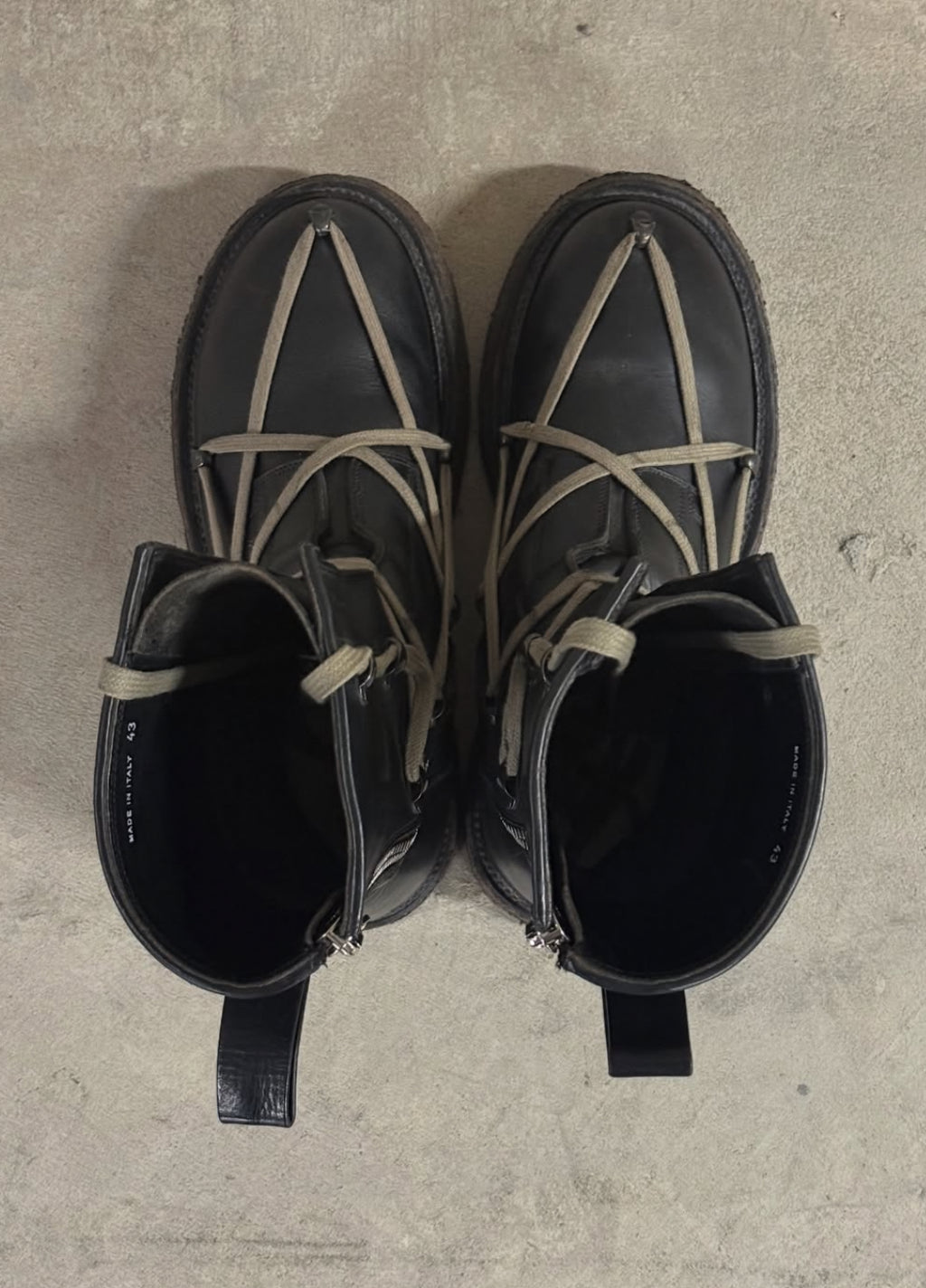 Rick Owens Glitter Pentagram Lace Boots