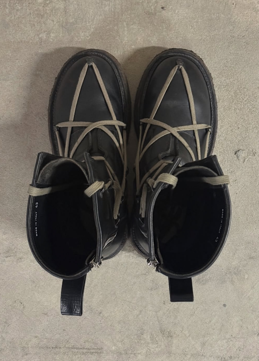 Rick Owens Glitter Pentagram Lace Boots