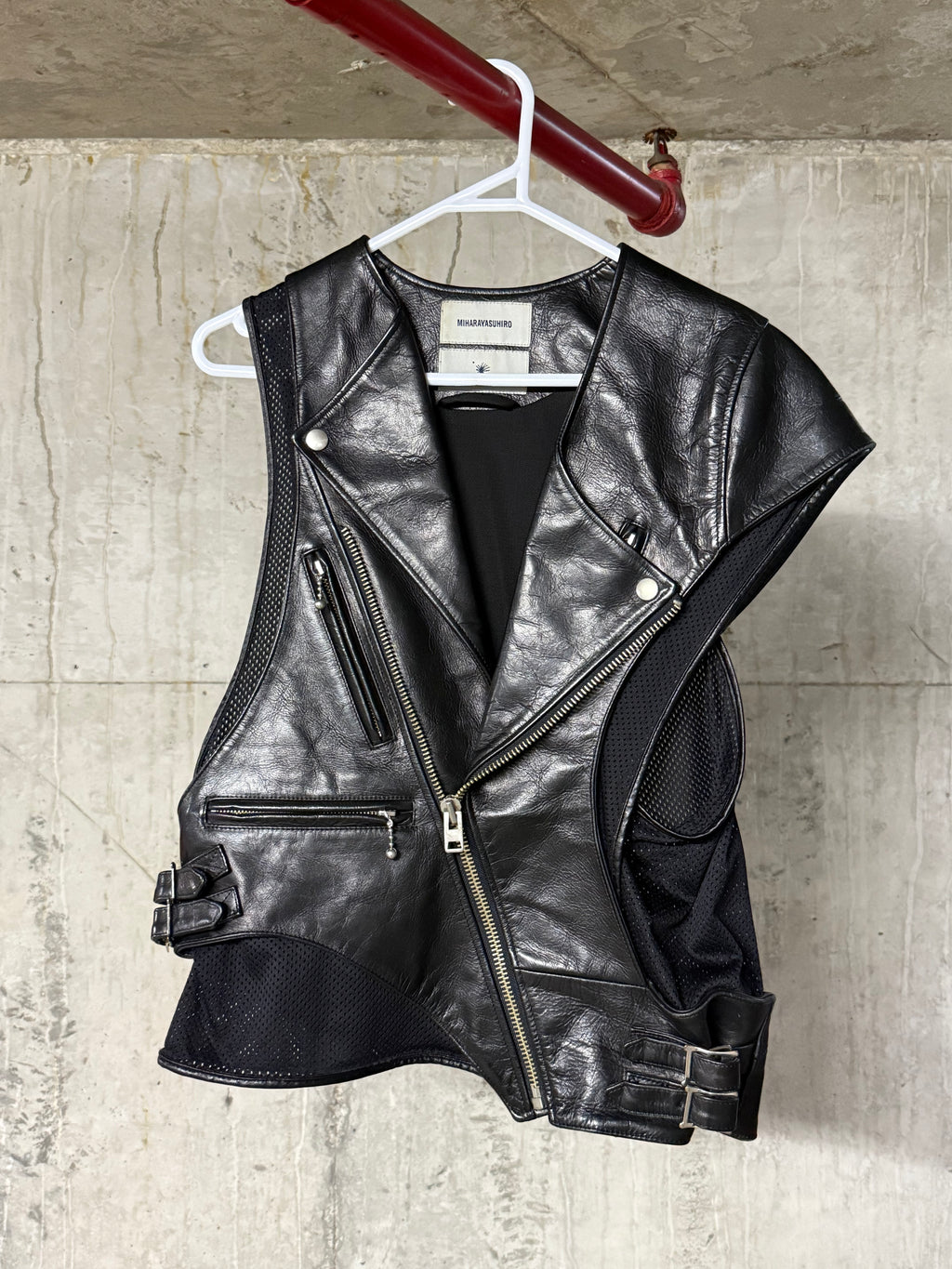 Maison Mihara Yasuhiro Asymmetrical Leather Vest